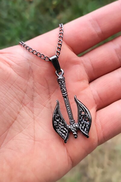 TREND COLLECTİON Siyah Antik Çift Viking Balta Kolye