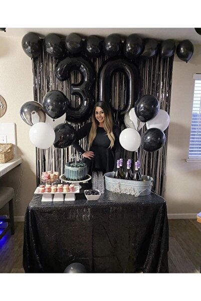 MFM Σετ μπαλόνια με μαύρο αλουμινόχαρτο για πάρτι 30 ετών