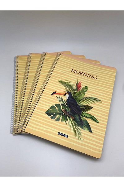 Gıpta Gıpta Morning Spiral Cardboard Cover A4 80 Sheets Checkered Notebook 4 Pieces