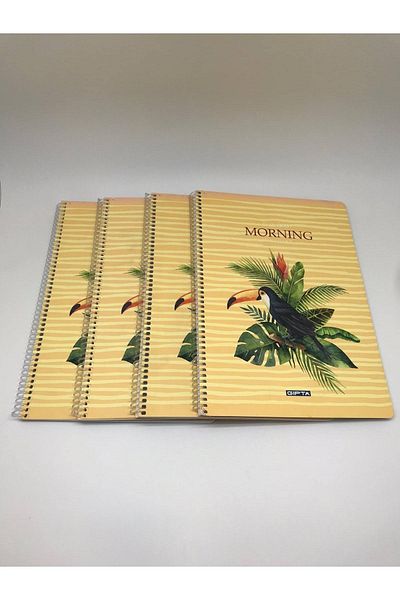Gıpta Gıpta Morning Spiral Cardboard Cover A4 80 Sheets Checkered Notebook 4 Pieces