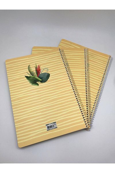 Gıpta Morning Spiral Cardboard Cover A4 80 Sheets Checkered Notebook 3 Pieces