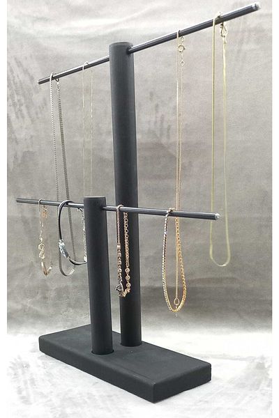 Tiydem Wood - Black Coated Steel Jewelry Stand Jewelry Organizer Jewelry Organizer 2 Tiers