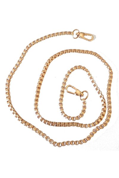 angel çanta aksesuar سلسلة حقيبة مربعة بلون ذهبي فاتح (100 سم)