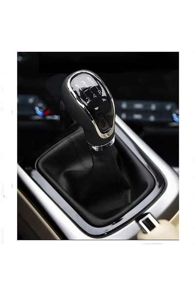 elceystr Kia Optima (2012-) Compatible Gear Gaiter Black Leather Black Stitch