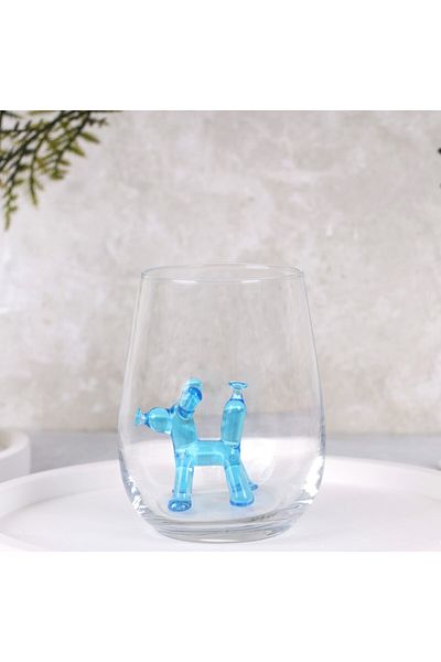 ADAMODART Blue Balloon Dog Glass Figured Single Water Cup