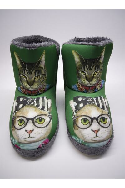 Settimo شبشب بطبعة قطة خضراء