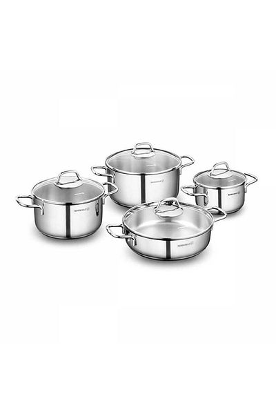 KORKMAZ A1606 Perla 8 Piece Cookware Set - Inox