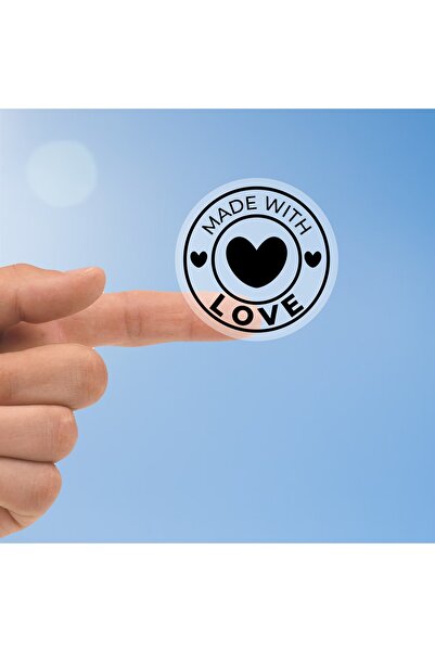 70 Adet Made With Love Şeffaf Sticker Siyah
