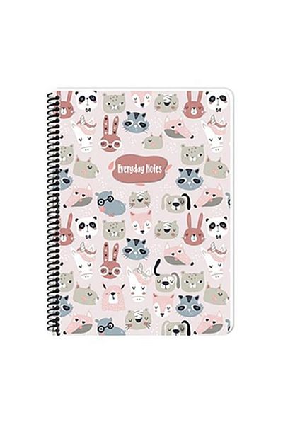 hdkitap Sharp Color Animal Friends Spiral Κάλυμμα από χαρτόνι Καρό Σημειωματάριο A4 80 Φύλλα 384312-99