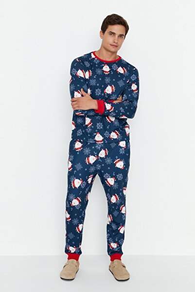 Trendyol Collection Pajama Set - Navy blue - Landscape print