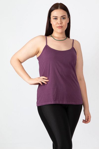 Şans Women's Large Size Plum Adjustable Strap T-shirt 65n34075