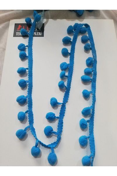 ALTAY TEKSTİL ÜRÜNLERİ Pompon banană albastră (1 METR)