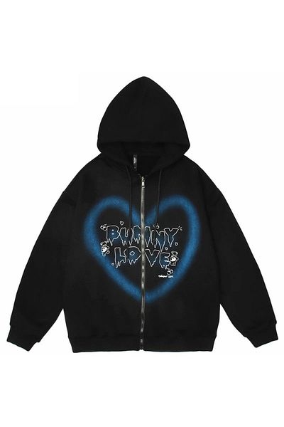 Gofeel Harajuku Punk Bunny Love Blue Heart Μπλε Καρδιά Unisex Ζακέτα