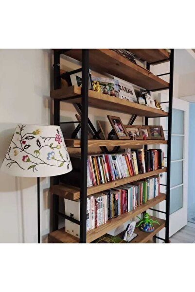 MORCEVİZ Metal Gövdeli 8 Raflı Masif Kitaplık