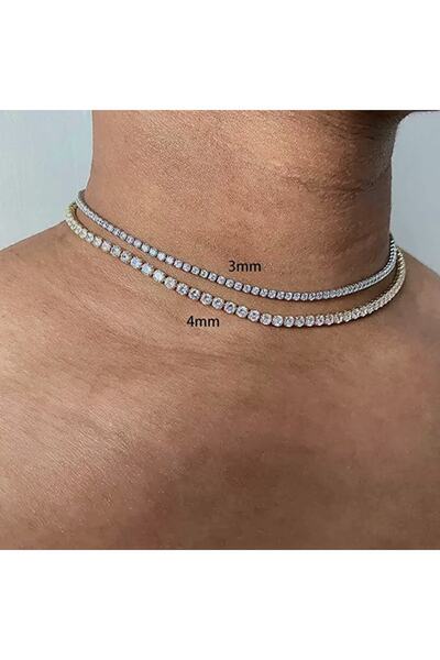 TakıConcept 2 Adet Taşlı Su Yolu Choker Kolye, Kadın Kolye, Choker