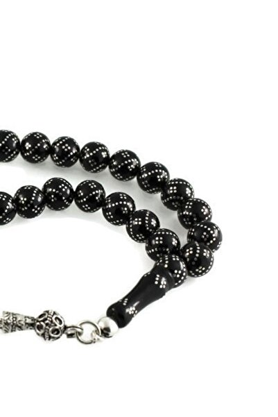 AbbasShop Yoğun Gümüş Kakma Işlemeli Gürcistan Oltu Tesbih