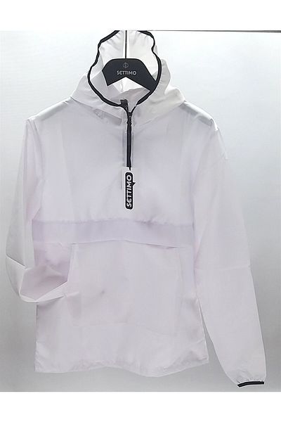 Settimo Unisex White Hooded Raincoat