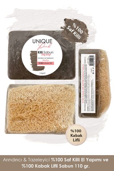 Unique Pink El Yapımı %100 Saf Killi Ve %100 Kabak Lifli Sabun 110gr
