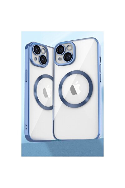 m.tk moveteck Iphone 13 Uyumlu Kılıf Kamera Çıkıntı Koruma Parlak Renkli Manyetik Magsafe Halkalı Şeffaf