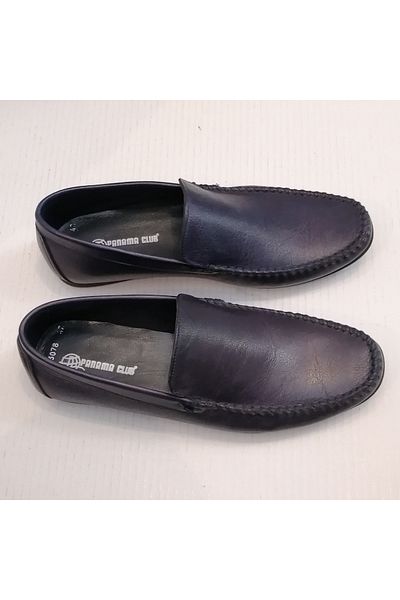 PANAMA CLUB Genuine Leather Navy Blue Hand Stitched Soft Crampon Rubber Sole Anti-Slip Loafer