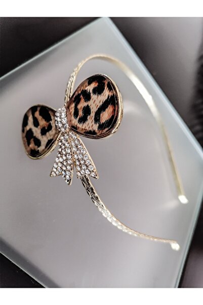 AlkazanAnkara Metal Crown Buckle Leopard Patterned Bow Stone Stylish Crown Bu...