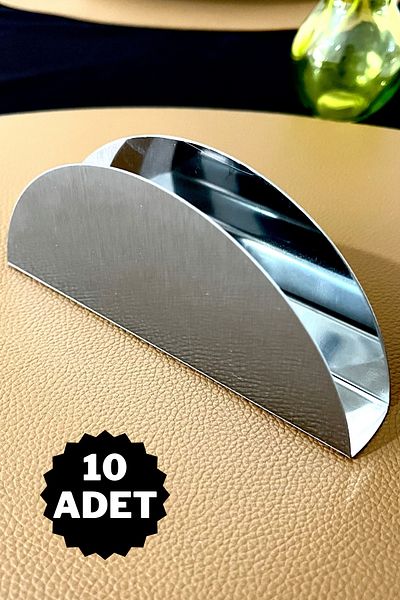 ÖzSa Home 10 Pcs Chrome Luxury Matte Napkin Holder Stainless Steel Metal Napkin Holder For Cafe Restaurant Restaurant