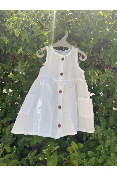 OXYTOSİN Organik Müslin Kız Bebek Elbise