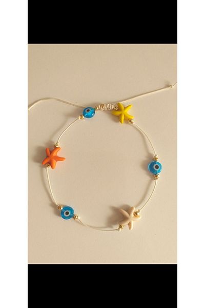 wundaf tasarım Colorful Starfish and Evil Eye Beaded Anklet