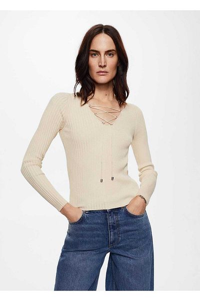 MANGO Woman Knitted Corded Sweater