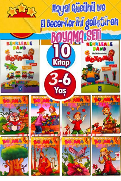 Parıltı Yayınları Painting and Activity Book Set for Children to Develop Hand...