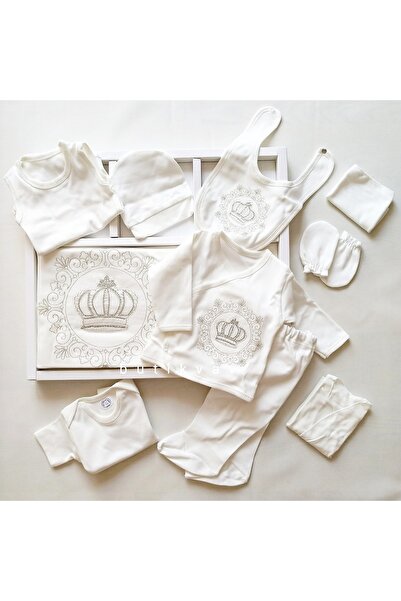 Zıpır Erkek Bebek Kral Tacı Süslemeli 10'lu Hastane Çıkış Seti