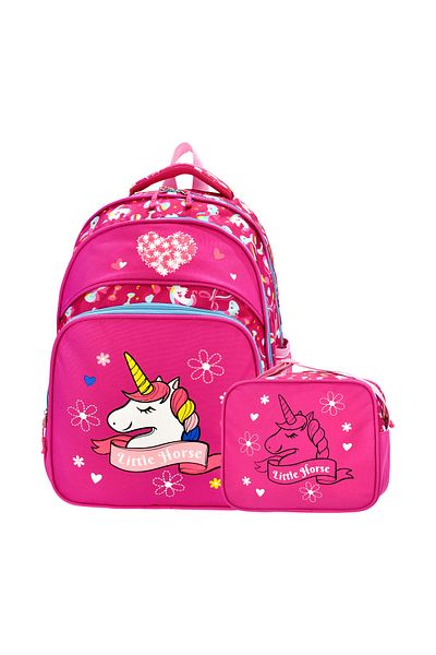 Black Bear New Season Unicorn Patterned School Backpack and Lunch Bag