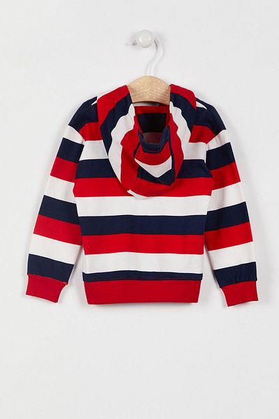 U.S. Polo Assn. U.S. Polo Assn Licensed Striped Cream Baby Boy Hooded Cardigan