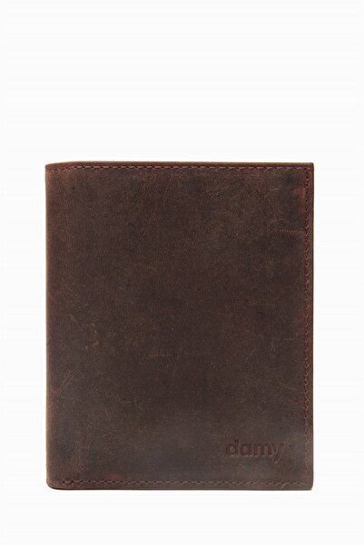DAMY محفظة رجالية من الجلد الطبيعي مع حماية RFID 1101 - بني