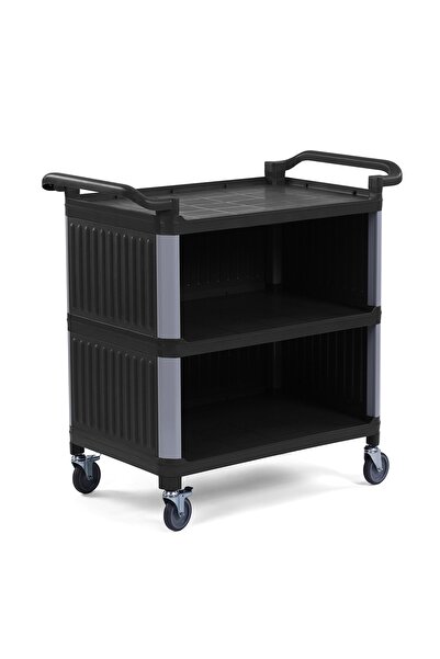 SMOOTH 3 Katlı Kapalı Plastik Servis Arabası, Dayanıklı ve Şık Tasarım