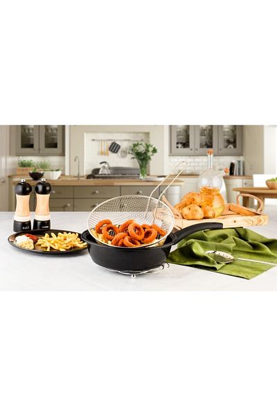 5DM Enamel Fireproof Non-Stick Easy to Clean Chips Fryer Frying Pan - 2 Piece