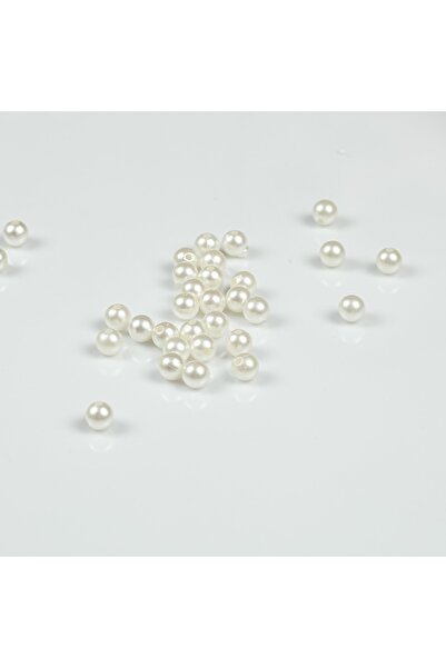 yfhobi 25 Gram - 8 Mm Krem Renk Inci Boncuk, Plastik Inci Boncuk, (83-86 Adet Arası)