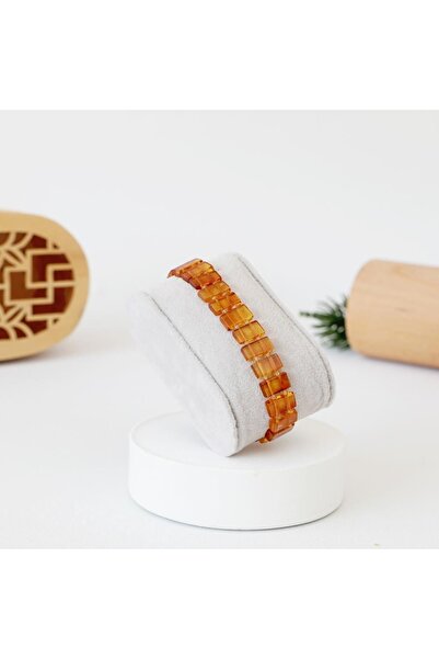 Saff Doğal Taş Yetişkin Sertifikalı Damla Kehribar Bileklik