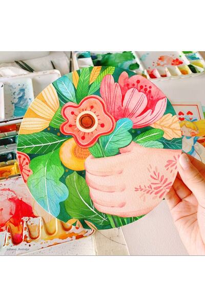 Poli Art Design ألبوم دائري D20 سم (لألوان مائية ورسومات) ألبوم ألوان مائية د...