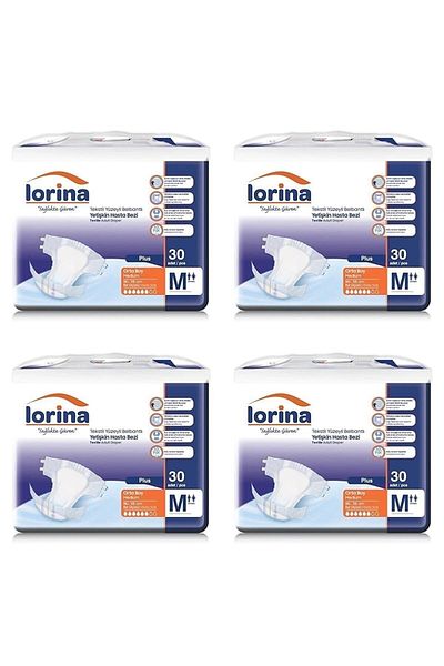 LORİNA Absorbent Waist Banded Adult Patient Diapers m 30 Pieces X4 -Medium-X120