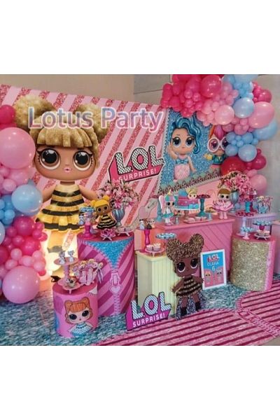 LOTUS PARTY 80 Pieces Baby Themed Balloon Chain Set (Fuchsia - Blue - Pink Color Balloon)