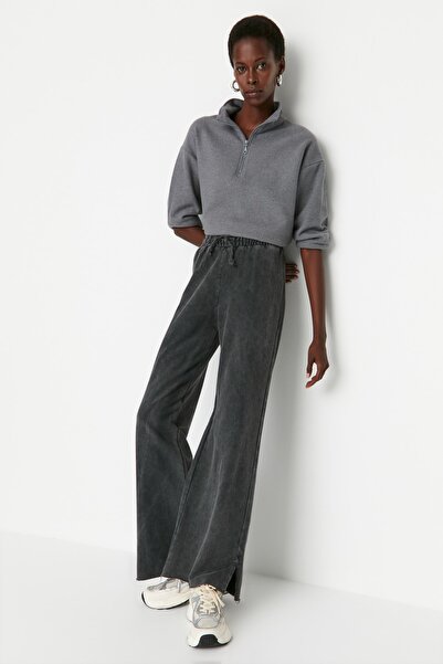 Trendyol Collection Sweatpants - Gray - Wide leg