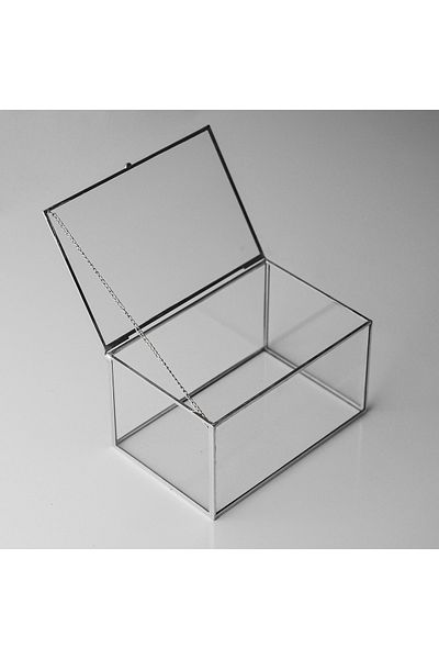 El Crea Designs 15x10x8cm Silver Glass Lid Jewelry Accessory Jewellery Ring Box Organizer Organization Engagement