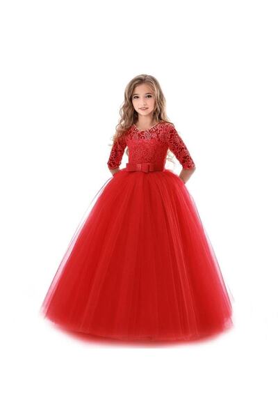 Mashotrend Red Lace Kids Dress