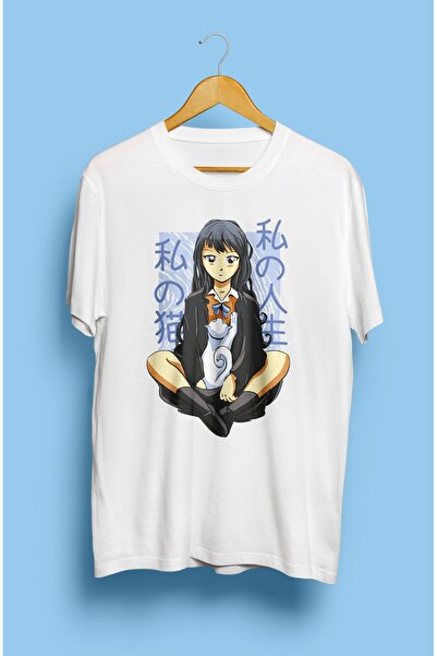 YQYQ Tricou unisex imprimat pentru fetiță anime și pisica ei