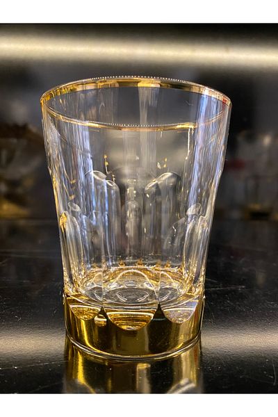 KCD Hand Decorated 6 Soft Drink Glasses Gold Gilded Original Hand Made