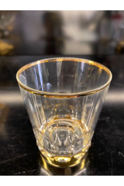 KCD Hand Decorated 6 Soft Drink Glasses Gold Gilded Original Hand Made