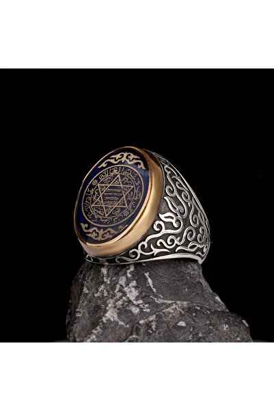 Tesbihsepetim Mührü Süleyman Işlemeli 925 Ayar Gümüş Erkek Yüzük