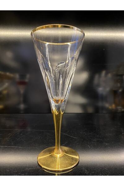 KCD El Dekoru Kesme 6 Adet Ayaklı Gold Uzun Bardak 21 Cm Hand Made Altın Yaldız