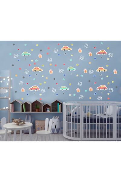 Aysprint Set de autocolante cu mașini și stele